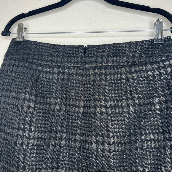 Willi Smith Black & Gold Metallic Shimmer Houndstooth Wool Blend Mini Skirt Sz 2 - Picture 8 of 10